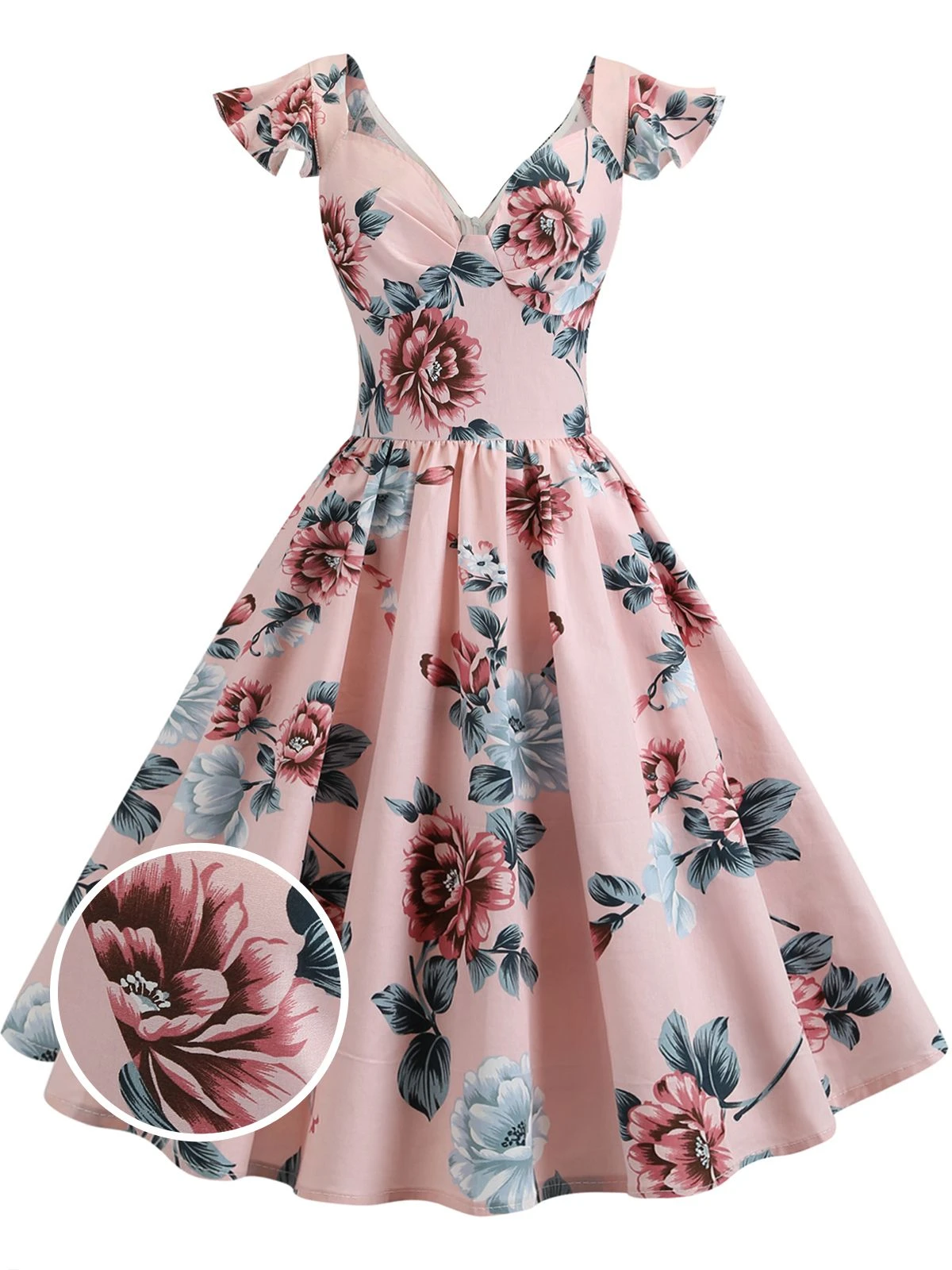 1950s Floral Flare Sleeve Swing Dress 7 1950s Floral Flare Sleeve Swing Dress - Image 7