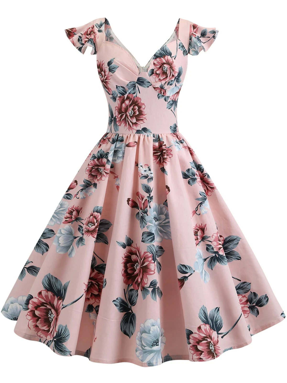1950s Floral Flare Sleeve Swing Dress 8 1950s Floral Flare Sleeve Swing Dress - Image 8