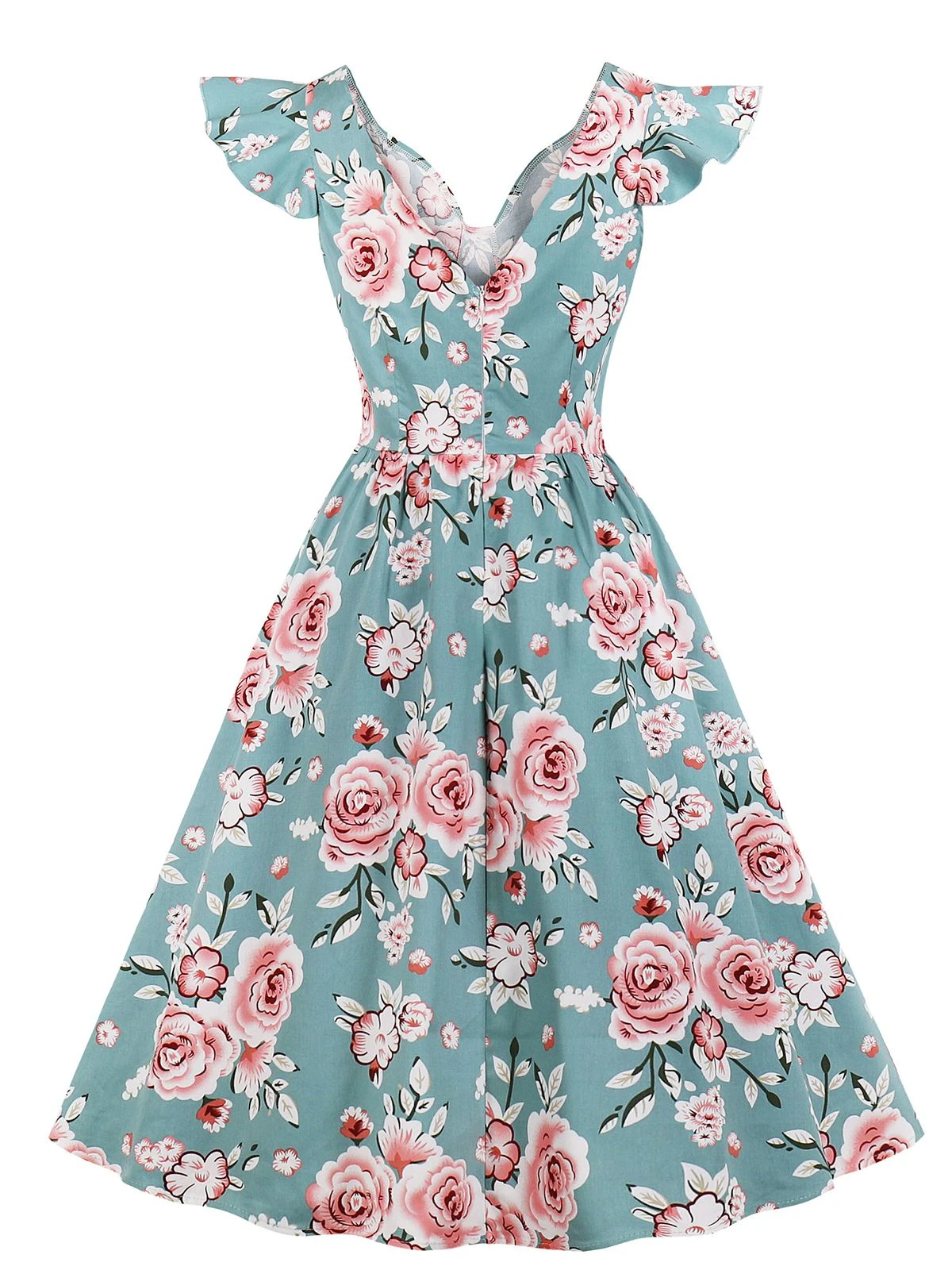 1950s Floral Flare Sleeve Swing Dress 3 1950s Floral Flare Sleeve Swing Dress - Image 3