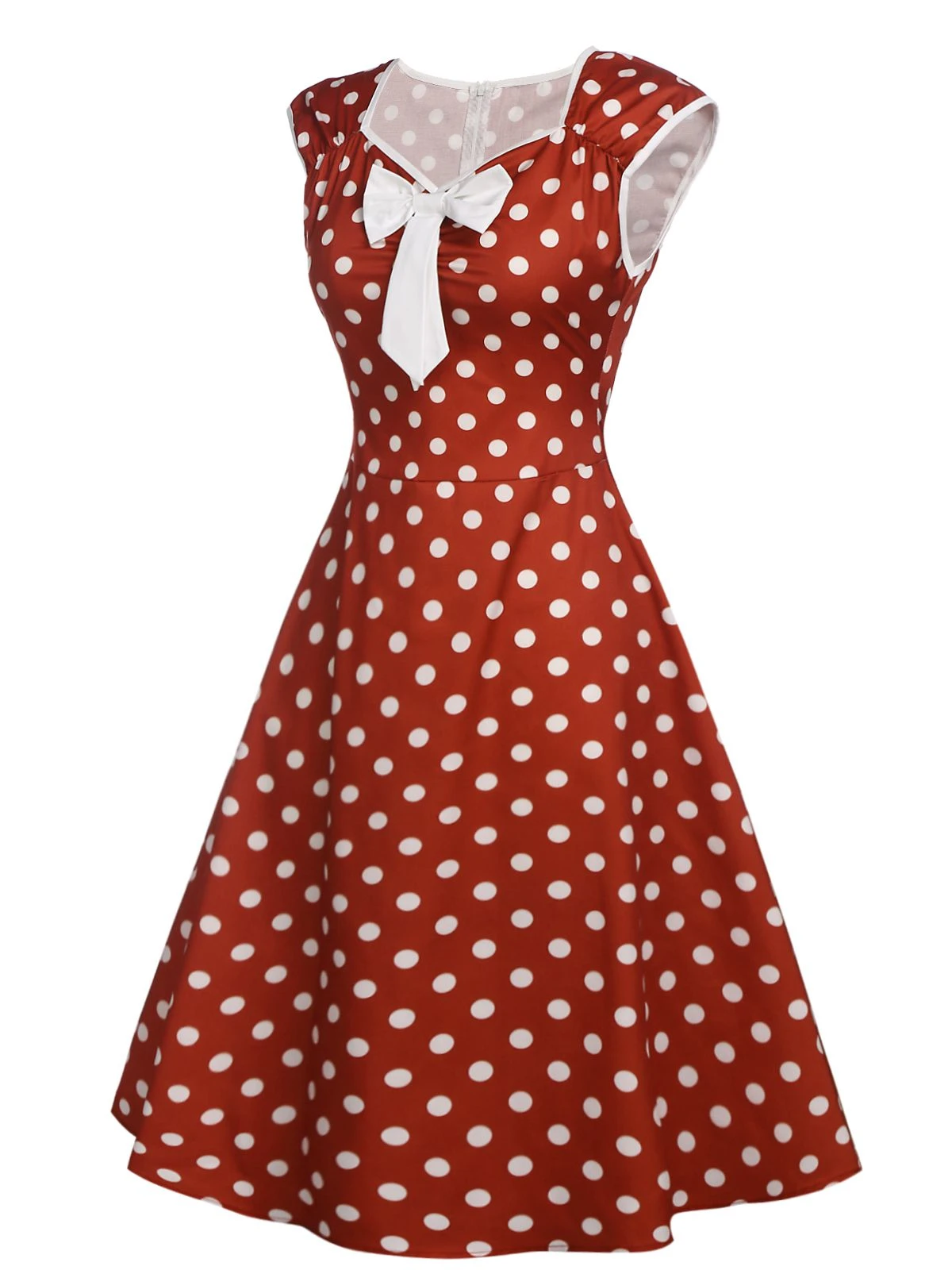 1950s Polka Dot Bow Swing Dress 3 1950s Polka Dot Bow Swing Dress - Image 3