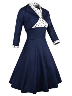 2PCS Navy 1950s Polka Dot Swing Dress -Candi Clothing Shop SCV005584 NB 3 be6a134e d580 4de2 bb00 a250f4aa1d83