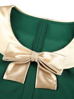 1960s Bow Patchwork Bodycon Dress -Candi Clothing Shop SCV006245 1 2