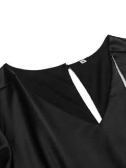 Black 1960s Patchwork Fishtail Bodycon Dress 11 Black 1960s Patchwork Fishtail Bodycon Dress -Candi Clothing Shop SCV007837 B 4