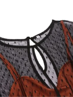 Orange 1960s Illusion Bodycon Dress -Candi Clothing Shop SCV007852 4