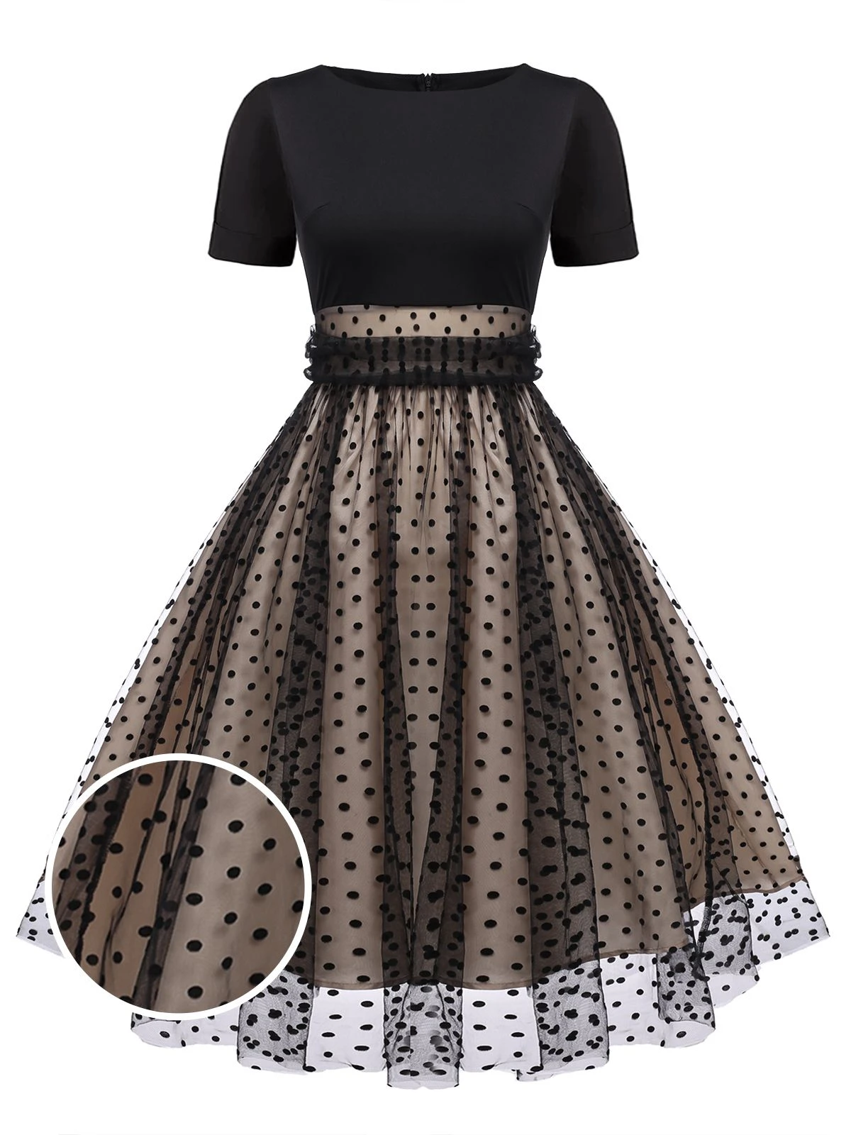 Black 1950s Polka Dot Swing Vintage Dress 1 Black 1950s Polka Dot Swing Vintage Dress