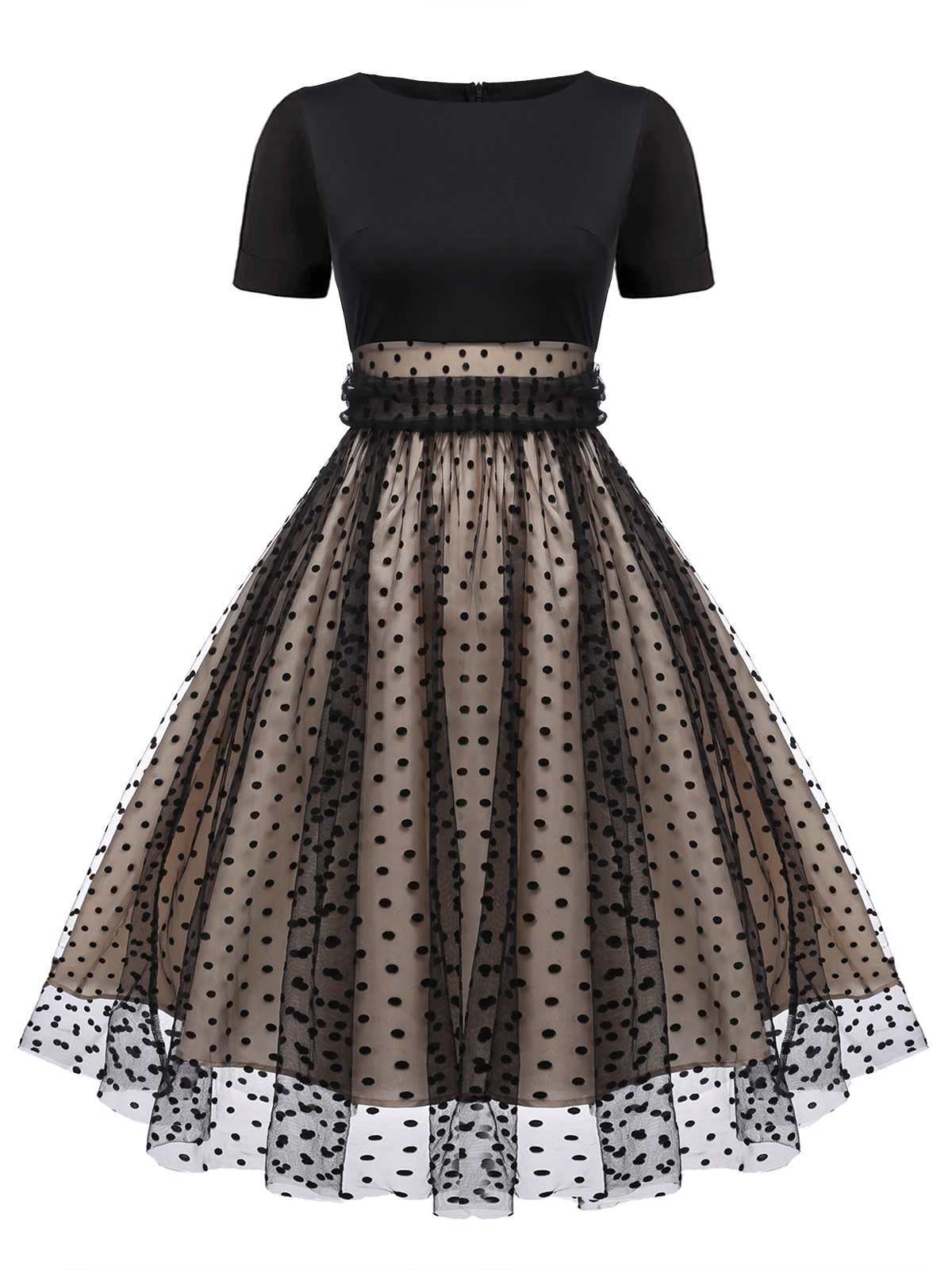 Black 1950s Polka Dot Swing Vintage Dress 2 Black 1950s Polka Dot Swing Vintage Dress - Image 2
