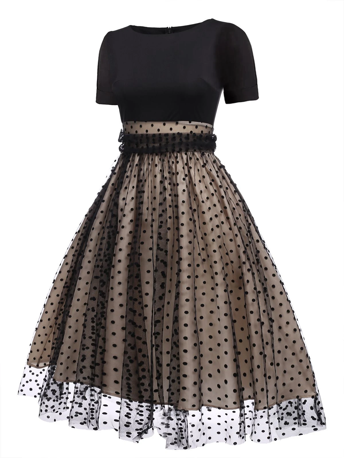 Black 1950s Polka Dot Swing Vintage Dress 3 Black 1950s Polka Dot Swing Vintage Dress - Image 3