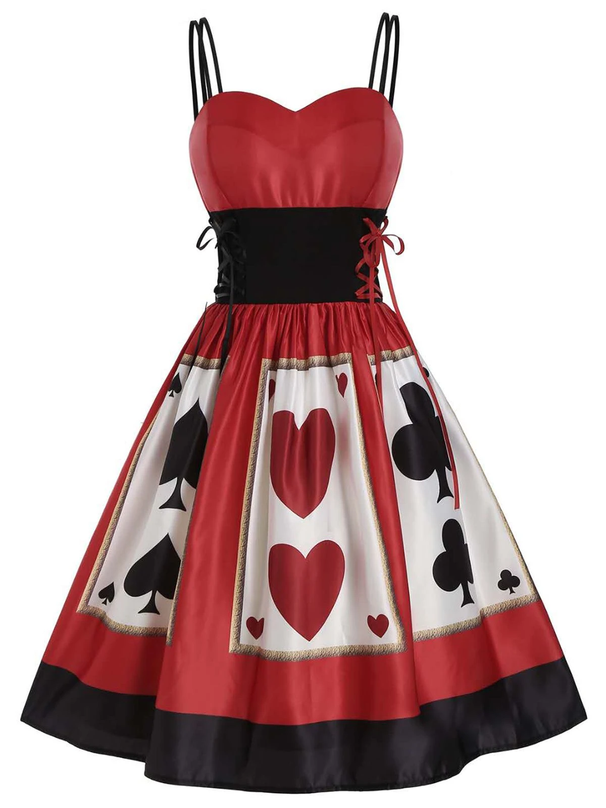 Red 1950s Strap Poker Costume Dress 1 Red 1950s Strap Poker Costume Dress