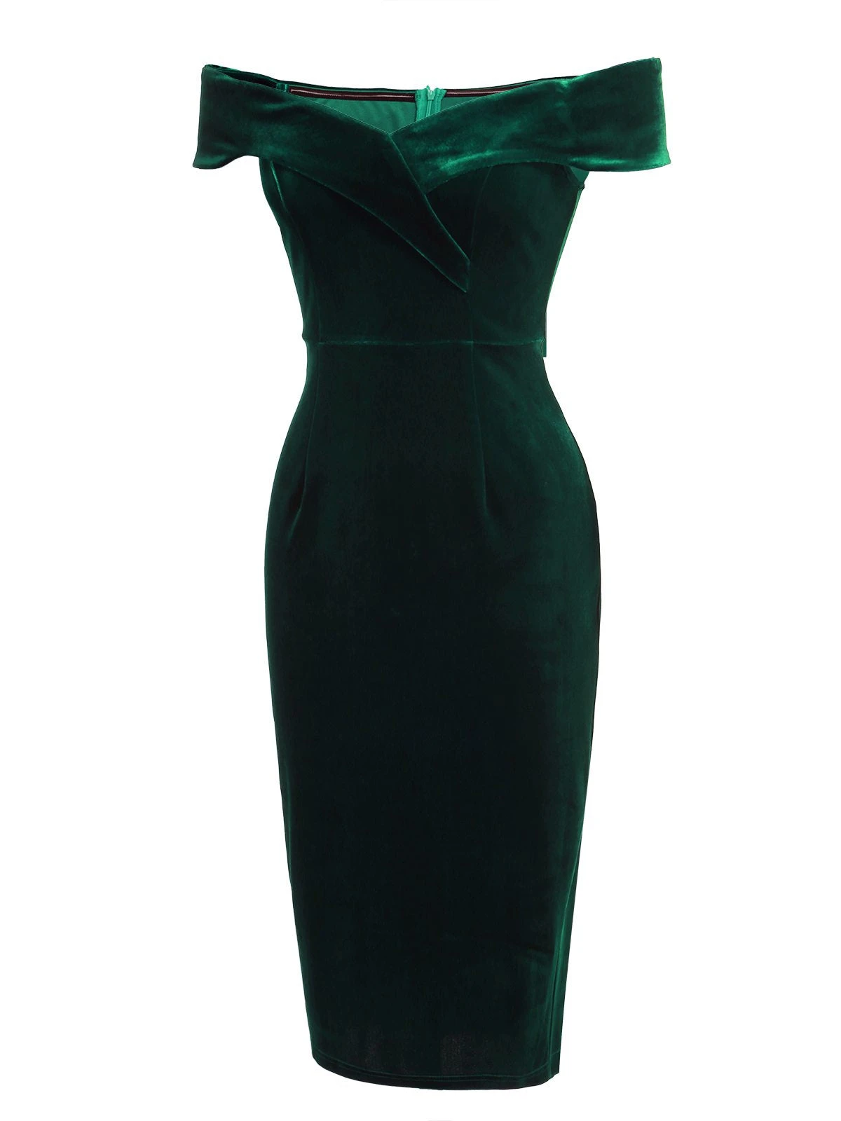 1960s Off Shoulder Velvet Bodycon Dress 4 1960s Off Shoulder Velvet Bodycon Dress - Image 4