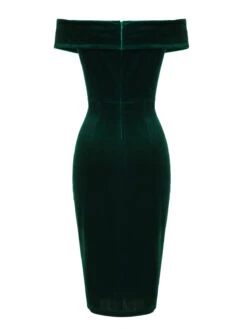 1960s Off Shoulder Velvet Bodycon Vintage Dress 20 1960s Off Shoulder Velvet Bodycon Vintage Dress -Candi Clothing Shop SCV009605 G 1