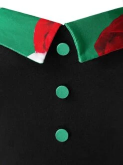 Green 1950s Christmas Cat Swing Dress -Candi Clothing Shop SCV009772 3