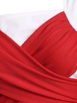 Red 1950s Stripes Bow Swing Dress 7 Red 1950s Stripes Bow Swing Dress -Candi Clothing Shop SCV010105 4