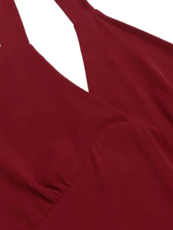 Red 1960s Solid Halter Bodycon Dress -Candi Clothing Shop SCV012000 5