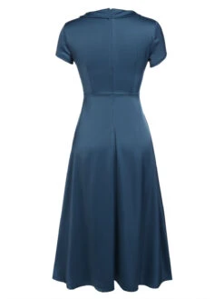 Blue 1940s Pearl Buttons Darlene Dress 21 Blue 1940s Pearl Buttons Darlene Dress -Candi Clothing Shop SCV012150 3