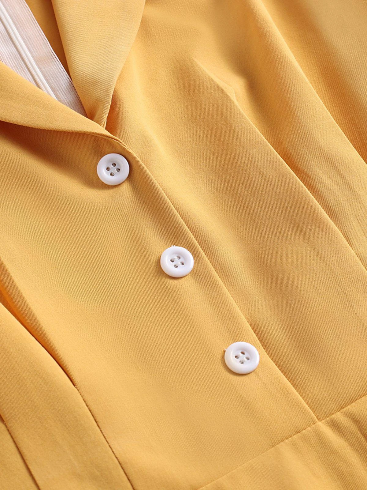 Yellow 1950s Solid Buttoned Swing Dress 4 Yellow 1950s Solid Buttoned Swing Dress - Image 4