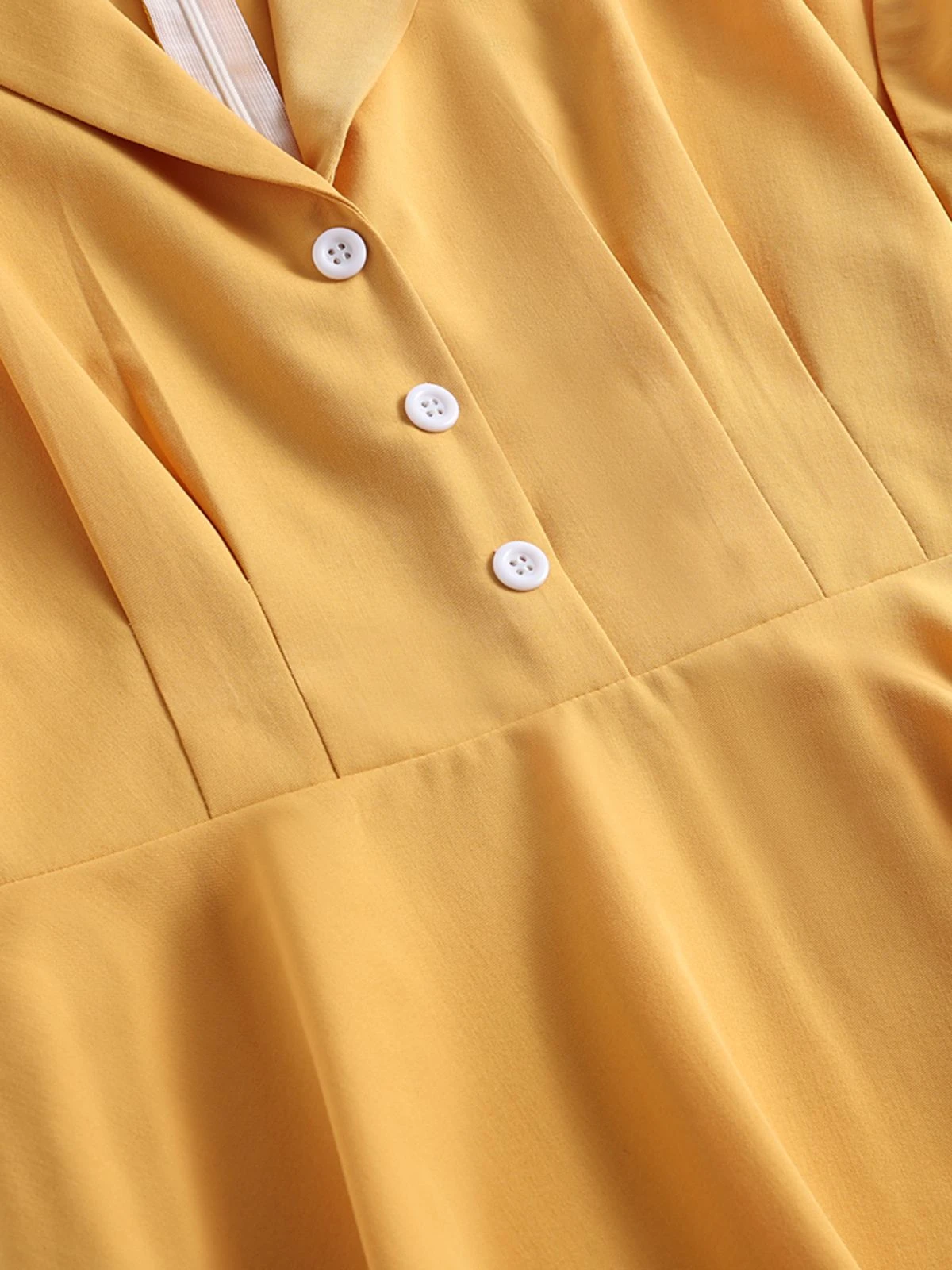 Yellow 1950s Solid Buttoned Swing Dress 5 Yellow 1950s Solid Buttoned Swing Dress - Image 5