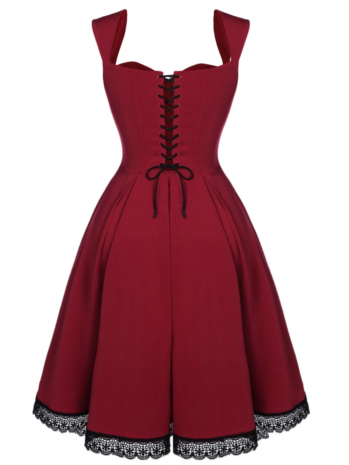Wine Red 1950s Lace Solid Swing Dress 5 Wine Red 1950s Lace Solid Swing Dress - Image 5