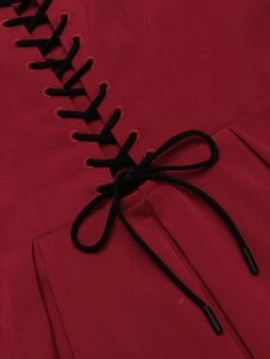 Wine Red 1950s Lace Solid Swing Dress 20 Wine Red 1950s Lace Solid Swing Dress -Candi Clothing Shop SCV015968 8