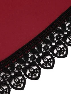 Wine Red 1950s Lace Solid Swing Dress 21 Wine Red 1950s Lace Solid Swing Dress -Candi Clothing Shop SCV015968 9