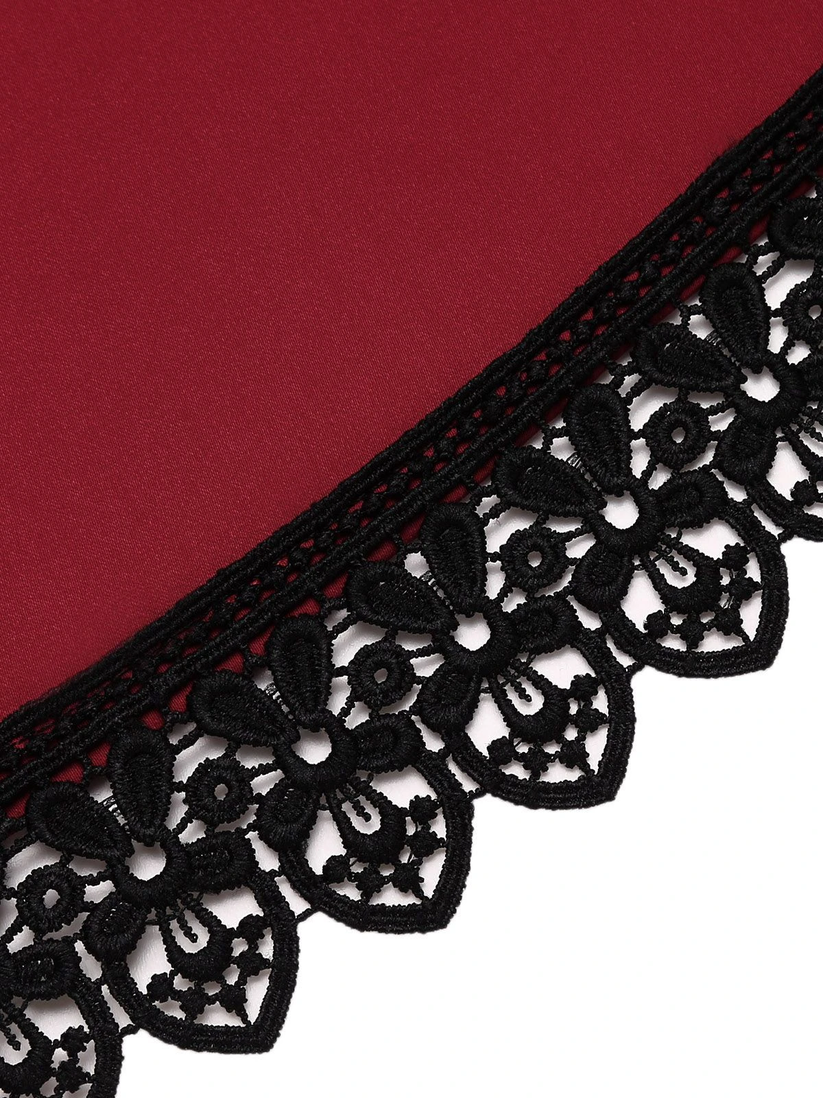 Wine Red 1950s Lace Solid Swing Dress 11 Wine Red 1950s Lace Solid Swing Dress - Image 11