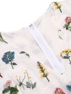 Blue 1950s Embroidery Pockets Swing Dress -Candi Clothing Shop SCV016183 4