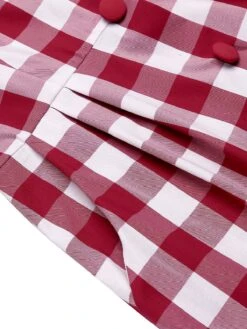 Red 1960s Checked Pockets Pencil Dress 17 Red 1960s Checked Pockets Pencil Dress -Candi Clothing Shop SCV016327 7