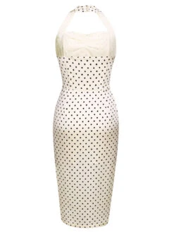 Ivory 1960s Polka Dot Halter Pencil Dress 15 Ivory 1960s Polka Dot Halter Pencil Dress -Candi Clothing Shop SCV016661 3