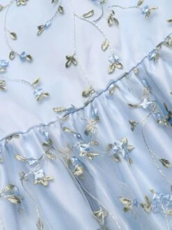 Blue 1950s Floral Embroidery Lace Dress 14 Blue 1950s Floral Embroidery Lace Dress -Candi Clothing Shop SCV016947 5