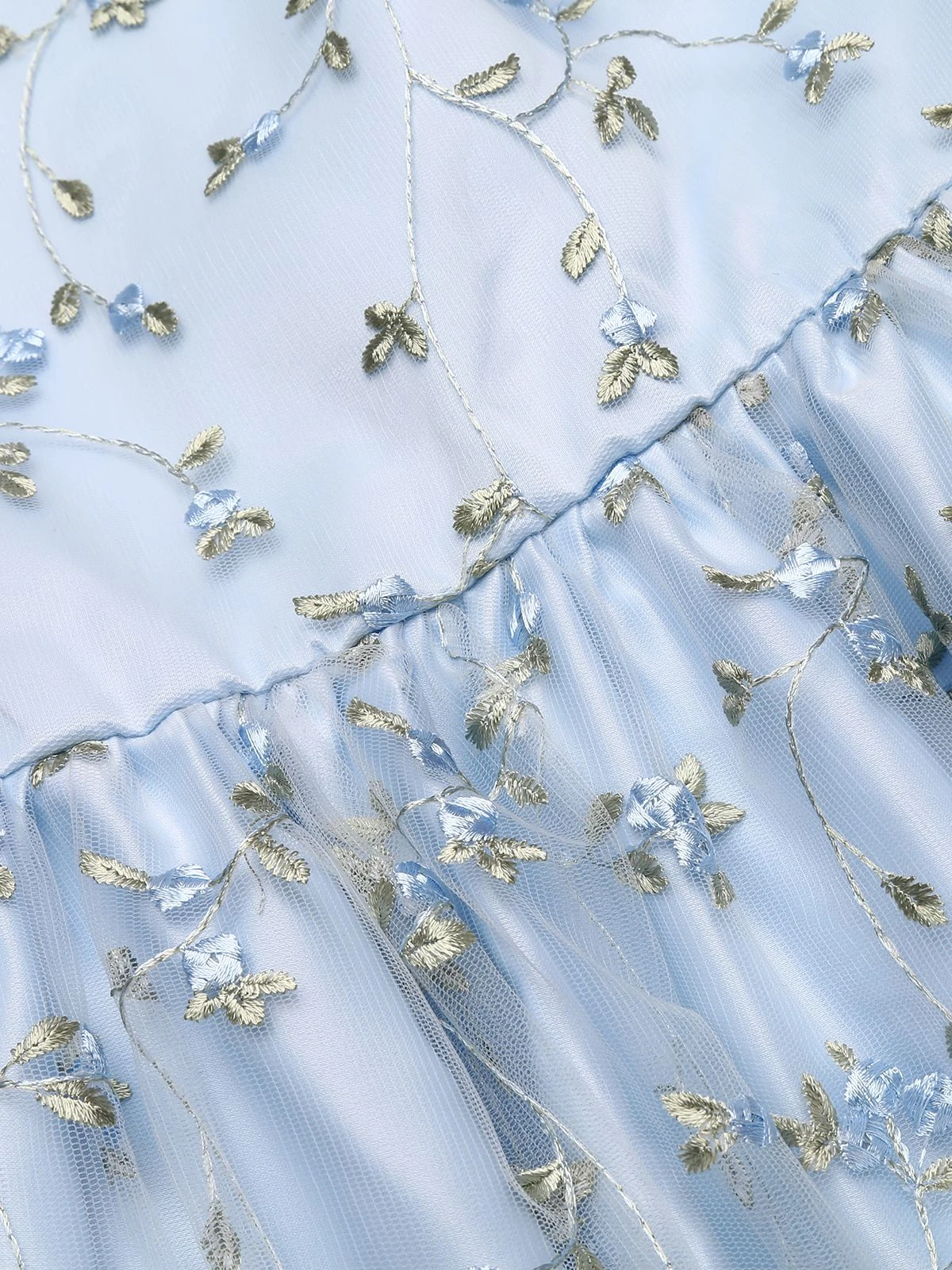 Blue 1950s Floral Embroidery Lace Dress 6 Blue 1950s Floral Embroidery Lace Dress - Image 6