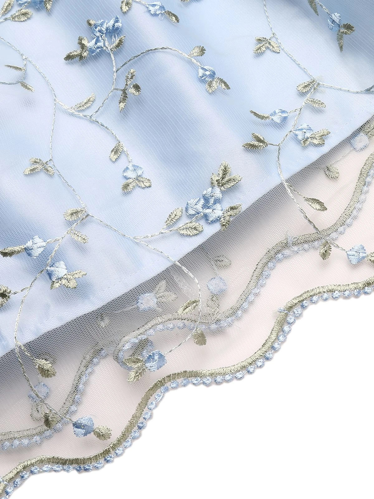 Blue 1950s Floral Embroidery Lace Dress 7 Blue 1950s Floral Embroidery Lace Dress - Image 7