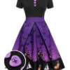 Purple 1950s Halloween Button Dress