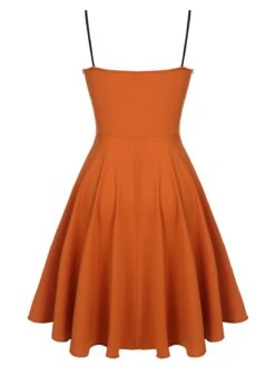 Orange 1950s Cape Pumpkin Swing Dress 19 Orange 1950s Cape Pumpkin Swing Dress -Candi Clothing Shop SCV019299 6