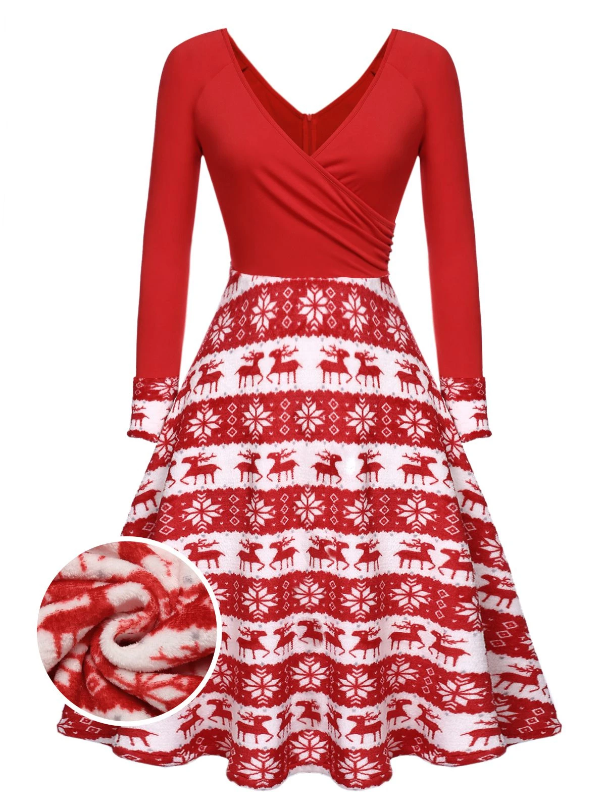 Red 1950s Christmas Patchwork Swing Dress 1 Red 1950s Christmas Patchwork Swing Dress