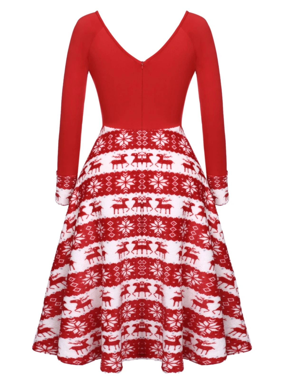 Red 1950s Christmas Patchwork Swing Dress 4 Red 1950s Christmas Patchwork Swing Dress - Image 4
