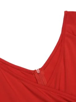 Red 1950s Christmas Patchwork Swing Dress 15 Red 1950s Christmas Patchwork Swing Dress -Candi Clothing Shop SCV019964 4