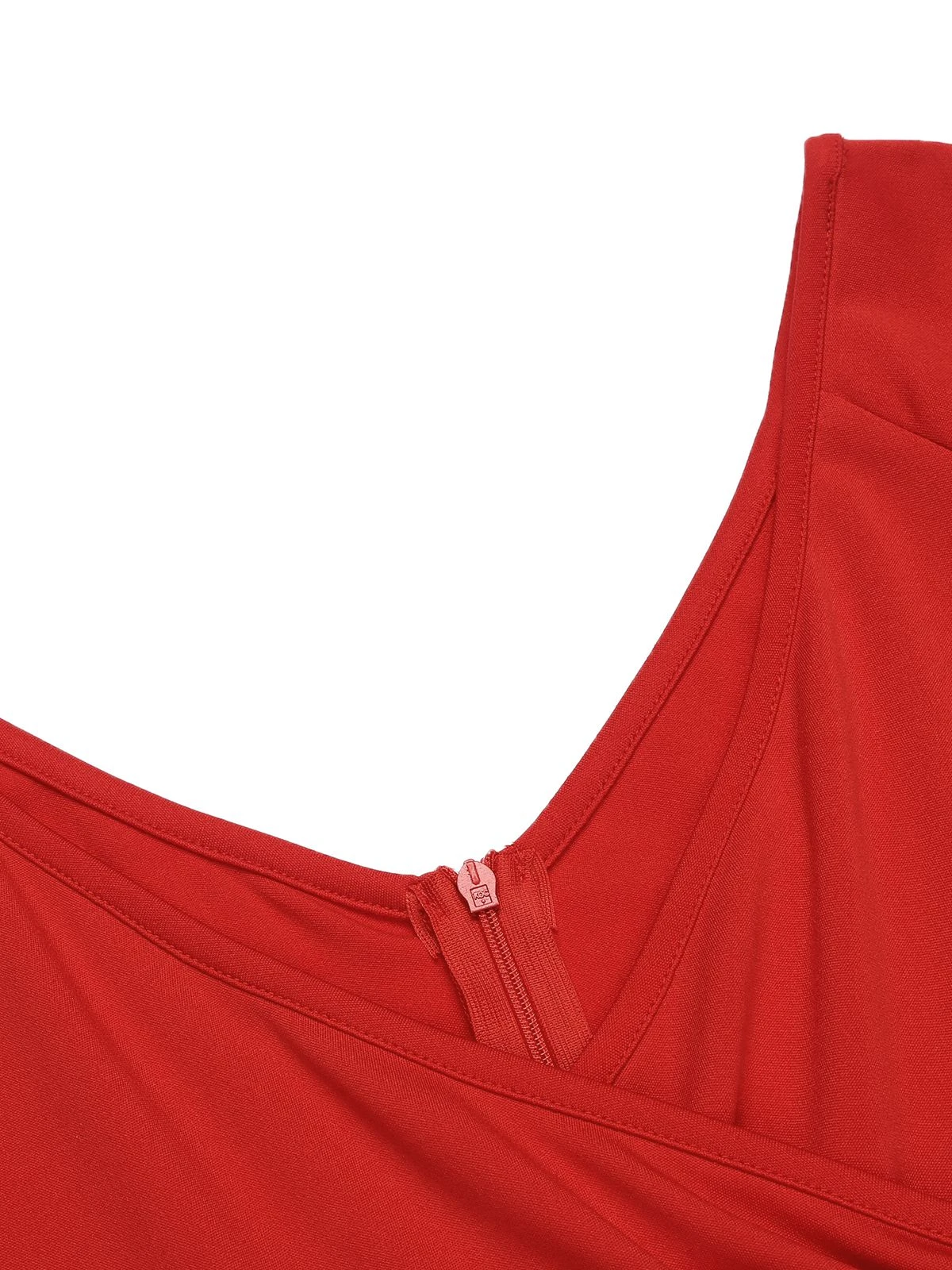 Red 1950s Christmas Patchwork Swing Dress 5 Red 1950s Christmas Patchwork Swing Dress - Image 5