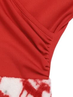 Red 1950s Christmas Patchwork Swing Dress 17 Red 1950s Christmas Patchwork Swing Dress -Candi Clothing Shop SCV019964 5