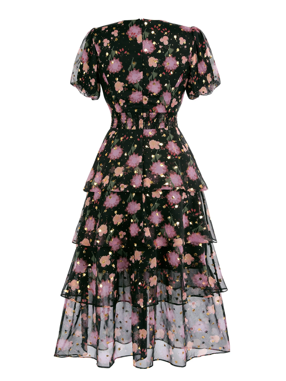 Black 1950s Lace Flowers Swing Dress 4 Black 1950s Lace Flowers Swing Dress - Image 4