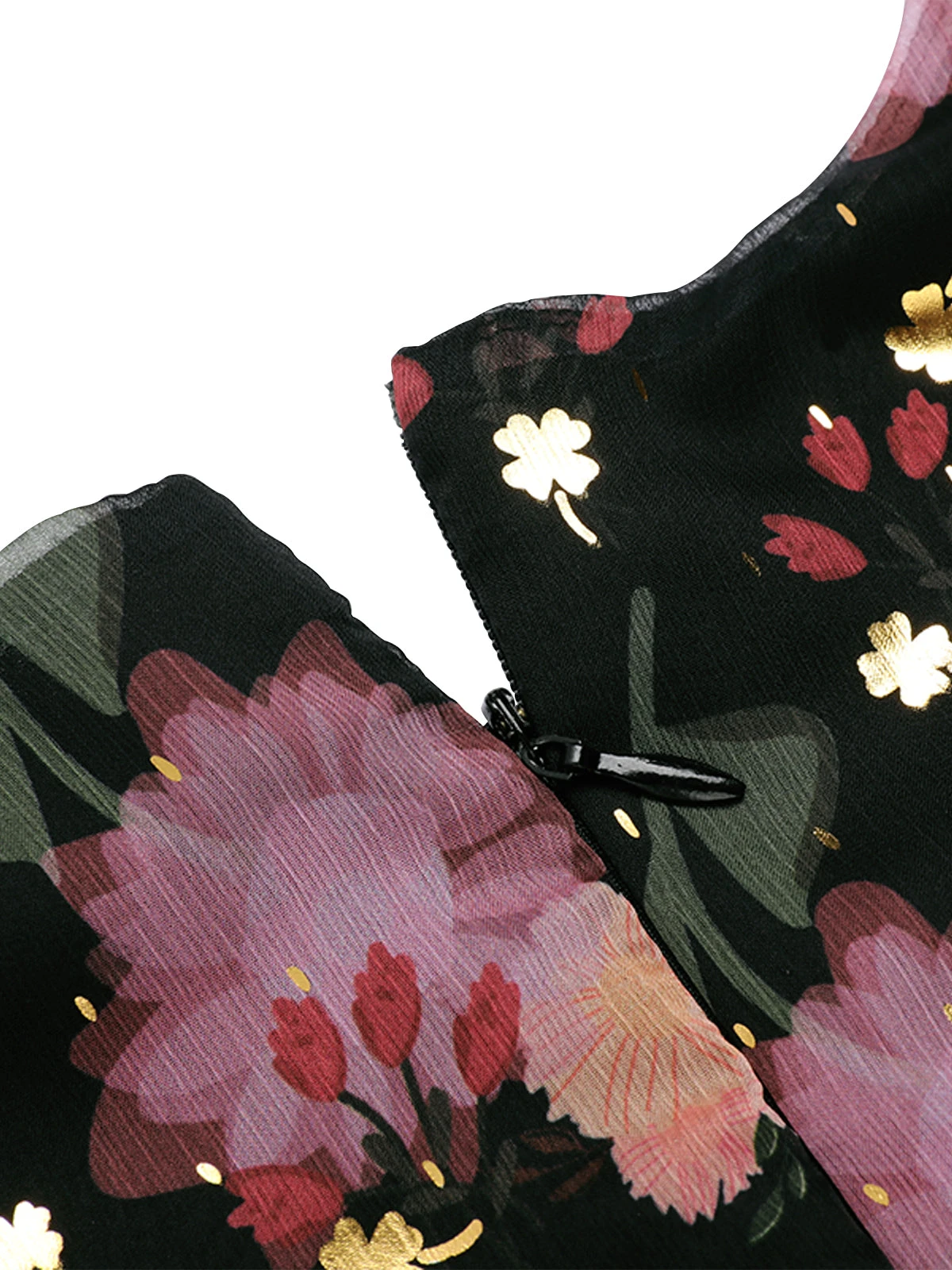 Black 1950s Lace Flowers Swing Dress 6 Black 1950s Lace Flowers Swing Dress - Image 6