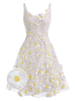 White 1950s Daisy Dreamer Vintage Dress