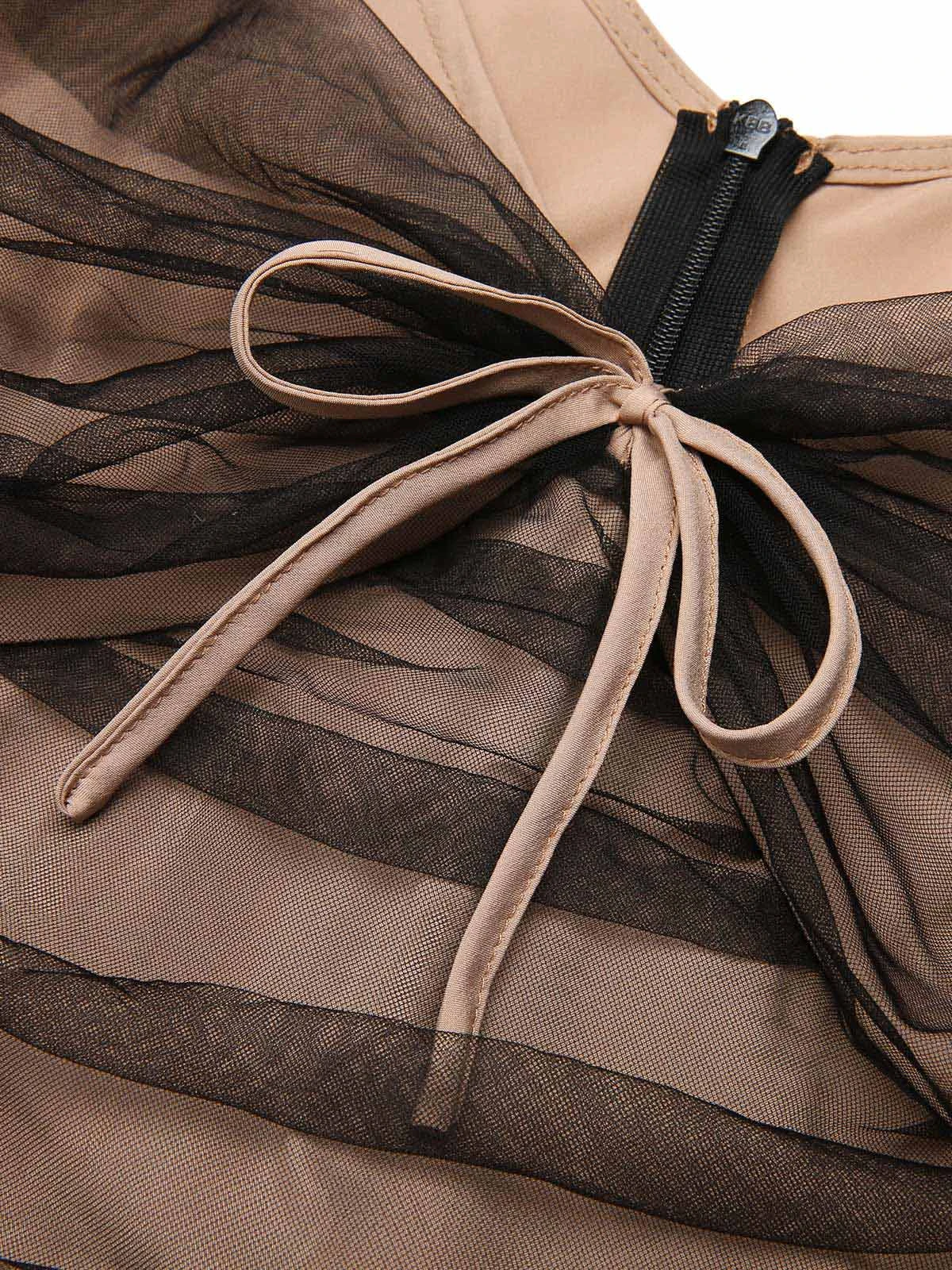 Black 1950s Butterfly Mesh Stitching Dress 5 Black 1950s Butterfly Mesh Stitching Dress - Image 5