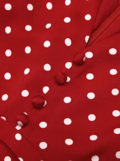 Red 1960s Dots V-Neck Pencil Dress 11 Red 1960s Dots V-Neck Pencil Dress -Candi Clothing Shop SCV020969 4