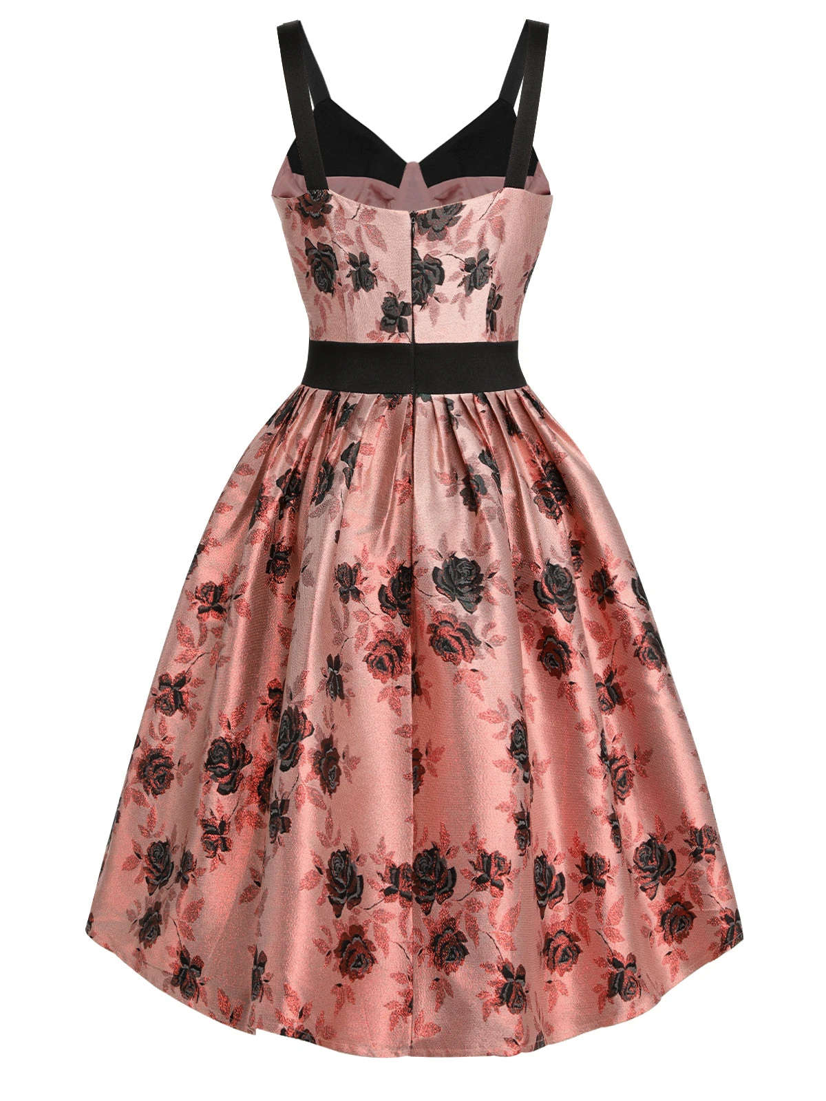 1950s Roses Embossed Satin Swing Dress 4 1950s Roses Embossed Satin Swing Dress - Image 4