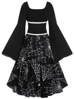 Halloween Gothic Spider Web Swing Dress 11 Halloween Gothic Spider Web Swing Dress -Candi Clothing Shop SCV020973 B 4
