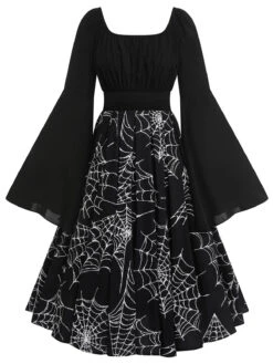 Halloween Gothic Spider Web Swing Dress 12 Halloween Gothic Spider Web Swing Dress -Candi Clothing Shop SCV020973 B 8