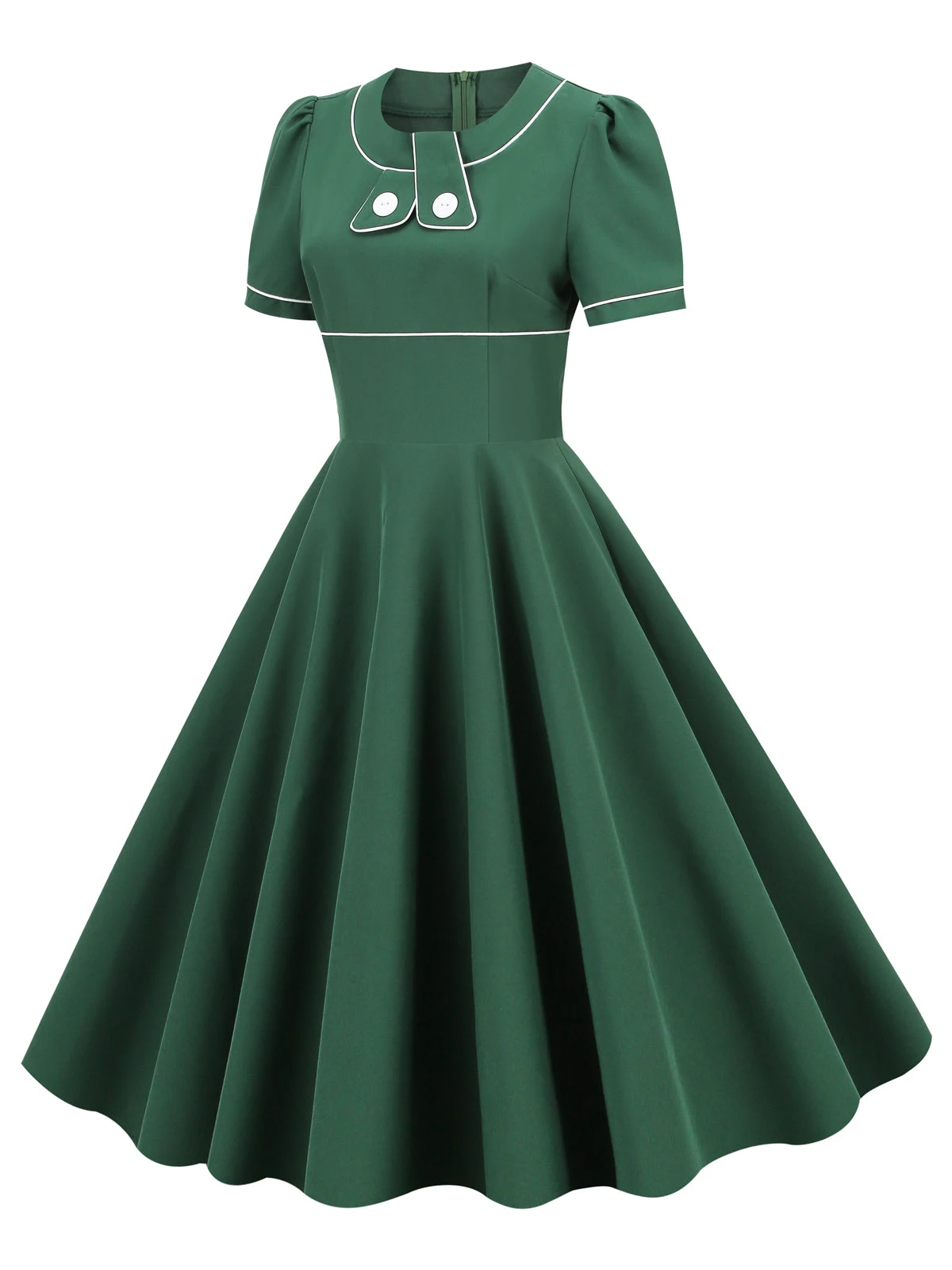 1950s Patchwork Button Swing Vintage Dress 4 1950s Patchwork Button Swing Vintage Dress - Image 4