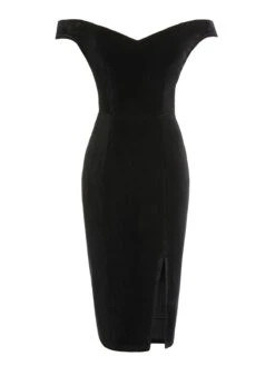 2PCS Black 1960s Solid Dress & Plush Cape 15 2PCS Black 1960s Solid Dress & Plush Cape -Candi Clothing Shop SCV021040 4