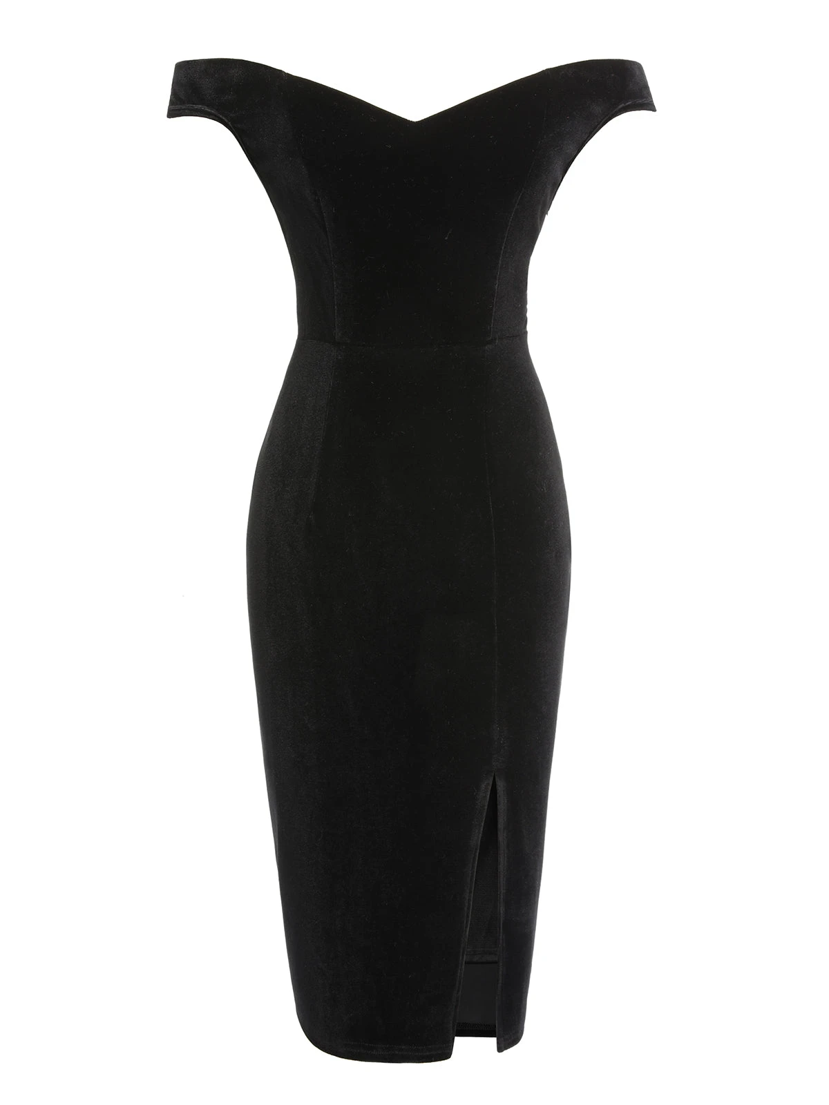 2PCS Black 1960s Solid Dress & Plush Cape 6 2PCS Black 1960s Solid Dress & Plush Cape - Image 6