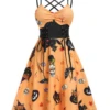 1950s Halloween Spaghetti Straps Corset Dress