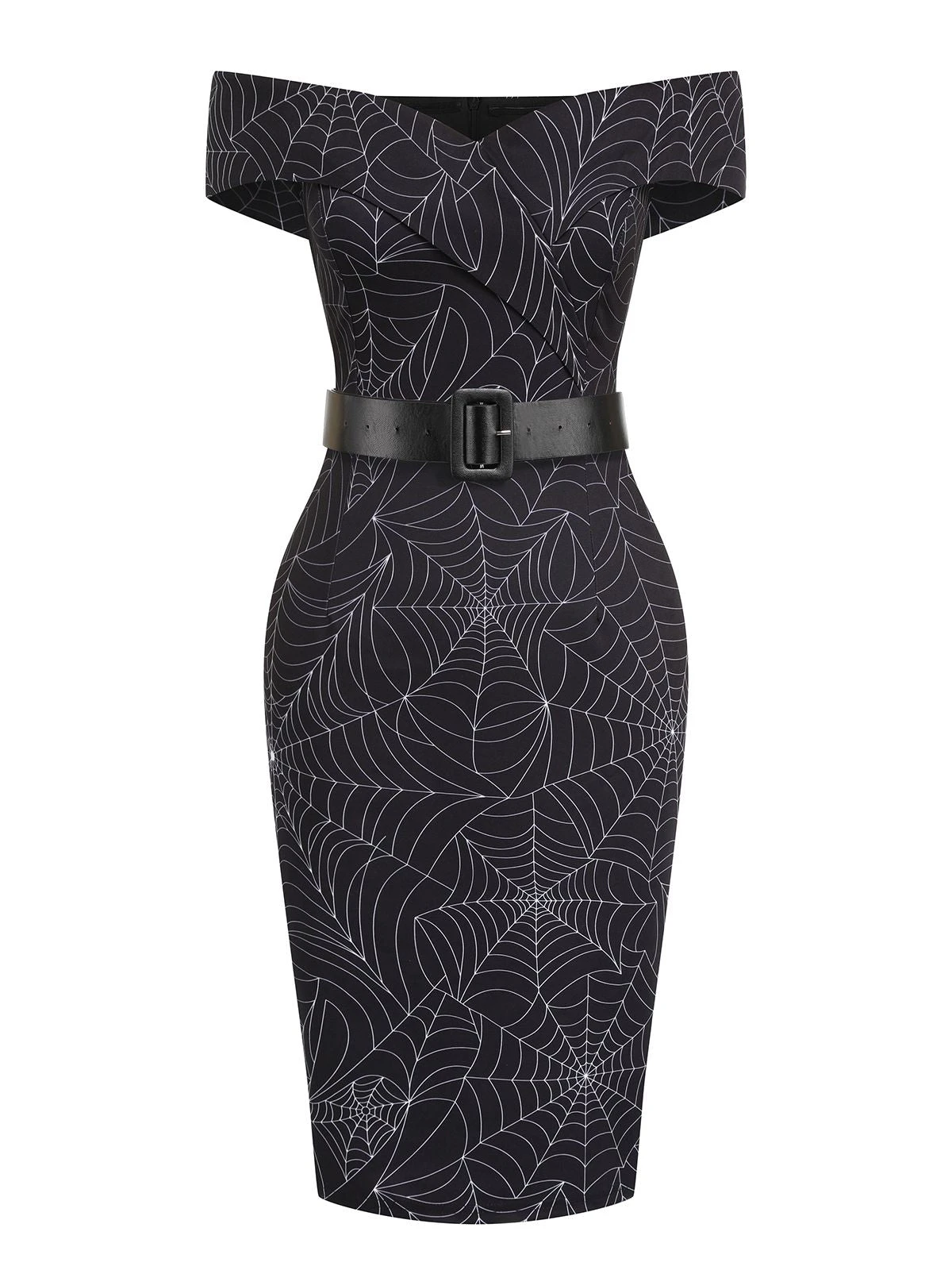 Black 1960s Off-shoulder Spider Web Dress 2 Black 1960s Off-shoulder Spider Web Dress - Image 2